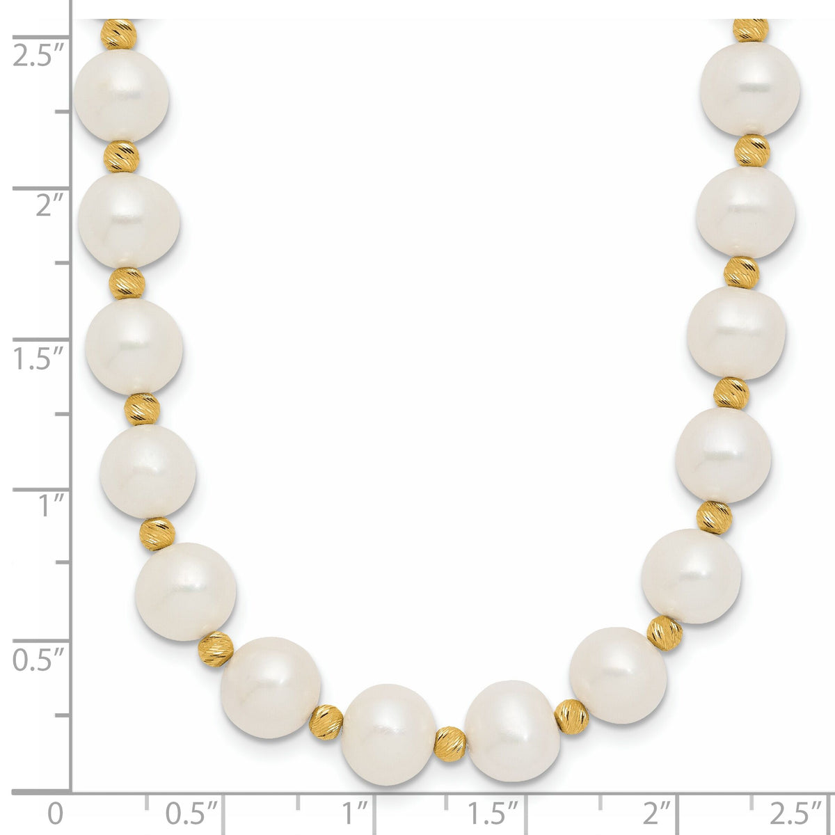 14k 8-9mm Near-Round FWC Pearl and D/C Beaded 18in Necklace-XF768W-18