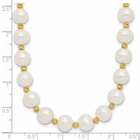 14k 8-9mm Near-Round FWC Pearl and D/C Beaded 18in Necklace-XF768W-18