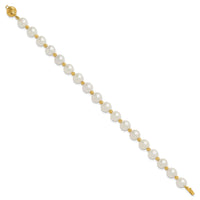 14k 8-9mm Near-Round FWC Pearl and D/C Beaded 7.5in Bracelet-XF768W-7.5
