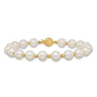 14k 8-9mm Near-Round FWC Pearl and D/C Beaded 7.5in Bracelet-XF768W-7.5