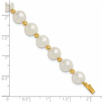14k 8-9mm Near-Round FWC Pearl and D/C Beaded 7.5in Bracelet-XF768W-7.5