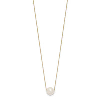 14K 10-11mm Semi-Round White FWC Pearl Rope Necklace-XF770-17