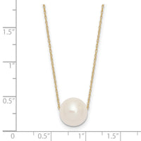 14K 10-11mm Semi-Round White FWC Pearl Rope Necklace-XF770-17