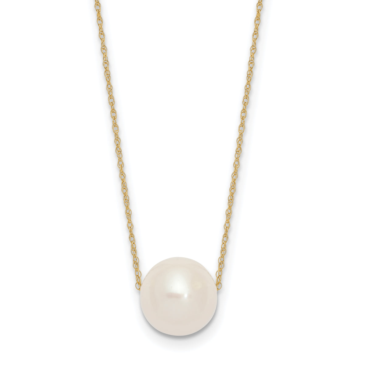 14K 10-11mm Semi-Round White FWC Pearl Rope Necklace-XF770-17