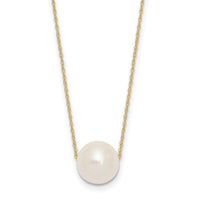 14K 10-11mm Semi-Round White FWC Pearl Rope Necklace-XF770-17