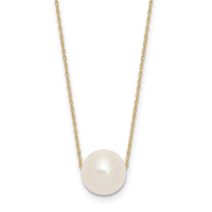 14K 10-11mm Semi-Round White FWC Pearl Rope Necklace-XF770-17