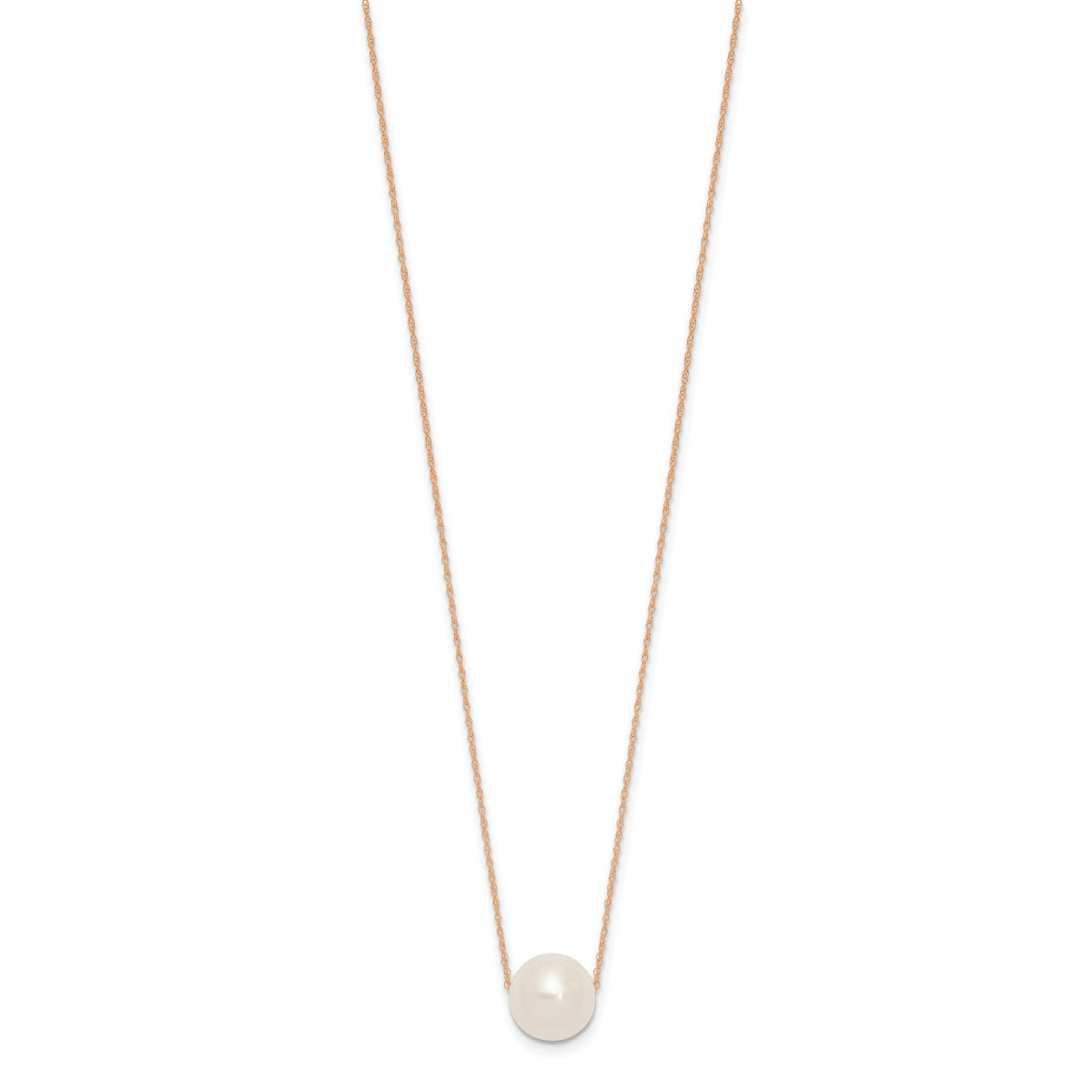 14K Rose Gold 10-11mm Semi-Round White FWC Pearl Rope Necklace-XF770R-17