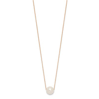 14K Rose Gold 10-11mm Semi-Round White FWC Pearl Rope Necklace-XF770R-17
