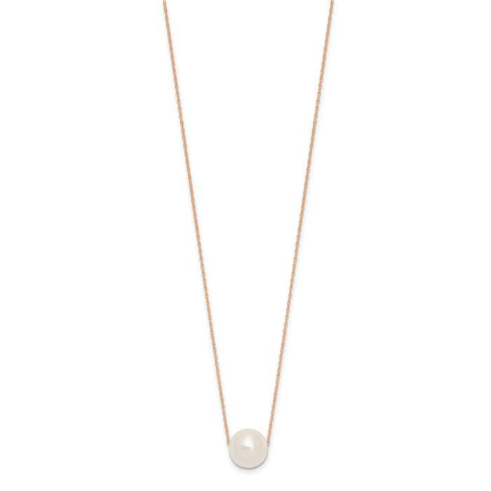 14K Rose Gold 10-11mm Semi-Round White FWC Pearl Rope Necklace-XF770R-17