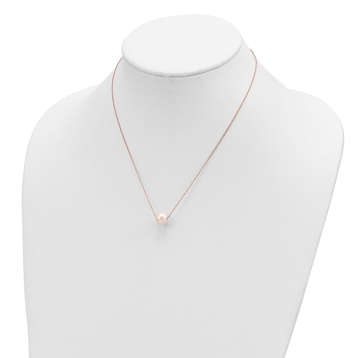 14K Rose Gold 10-11mm Semi-Round White FWC Pearl Rope Necklace-XF770R-17