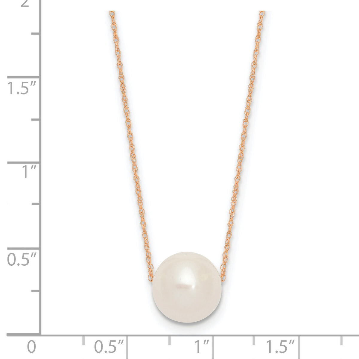 14K Rose Gold 10-11mm Semi-Round White FWC Pearl Rope Necklace-XF770R-17