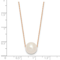 14K Rose Gold 10-11mm Semi-Round White FWC Pearl Rope Necklace-XF770R-17