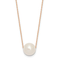 14K Rose Gold 10-11mm Semi-Round White FWC Pearl Rope Necklace-XF770R-17