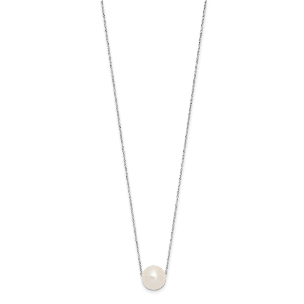 14K White Gold 10-11mm Semi-Round White FWC Pearl Rope Necklace-XF770W-17
