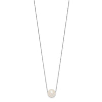 14K White Gold 10-11mm Semi-Round White FWC Pearl Rope Necklace-XF770W-17