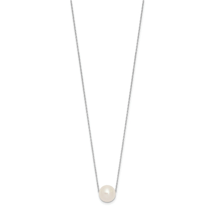 14K White Gold 10-11mm Semi-Round White FWC Pearl Rope Necklace-XF770W-17