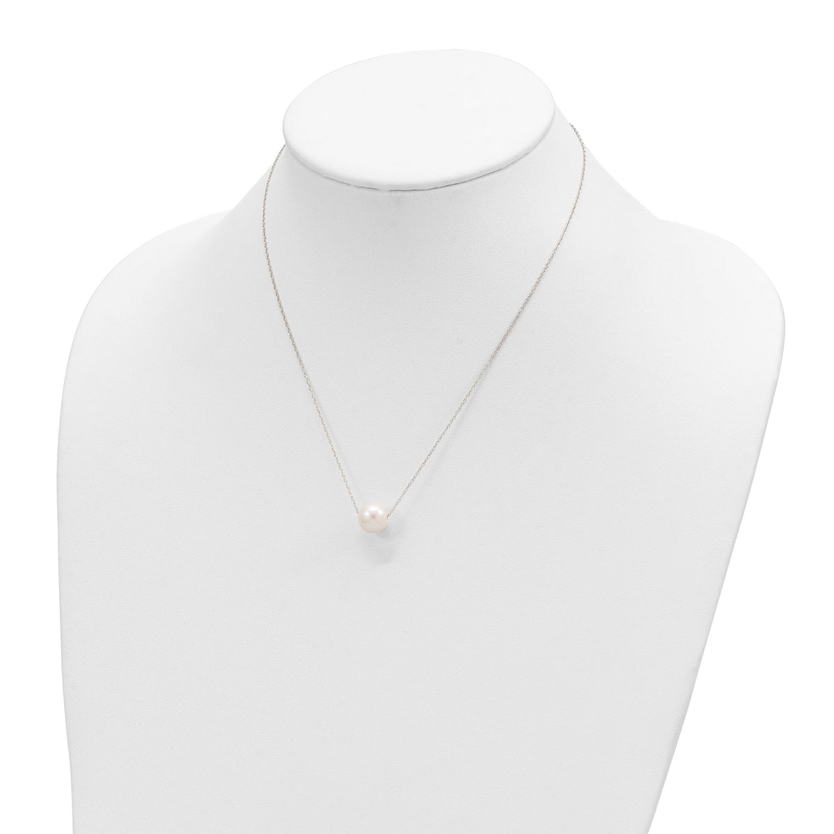14K White Gold 10-11mm Semi-Round White FWC Pearl Rope Necklace-XF770W-17