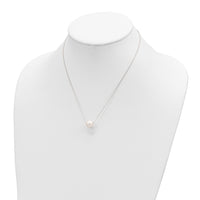 14K White Gold 10-11mm Semi-Round White FWC Pearl Rope Necklace-XF770W-17