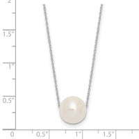 14K White Gold 10-11mm Semi-Round White FWC Pearl Rope Necklace-XF770W-17