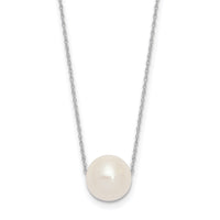 14K White Gold 10-11mm Semi-Round White FWC Pearl Rope Necklace-XF770W-17