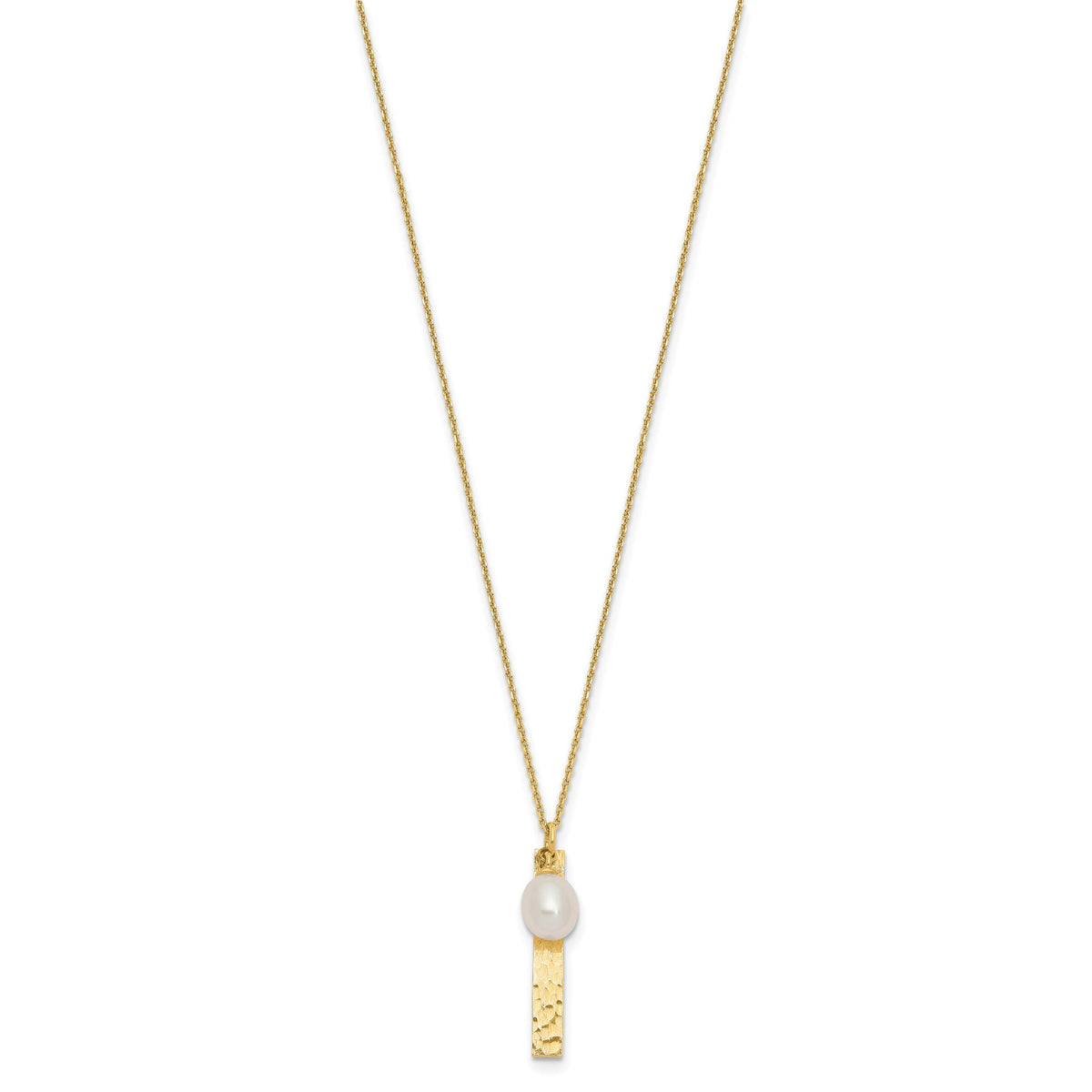 14K 6-7mm Rice White FWC Pearl Brushed Necklace-XF771-17
