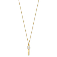 14K 6-7mm Rice White FWC Pearl Brushed Necklace-XF771-17
