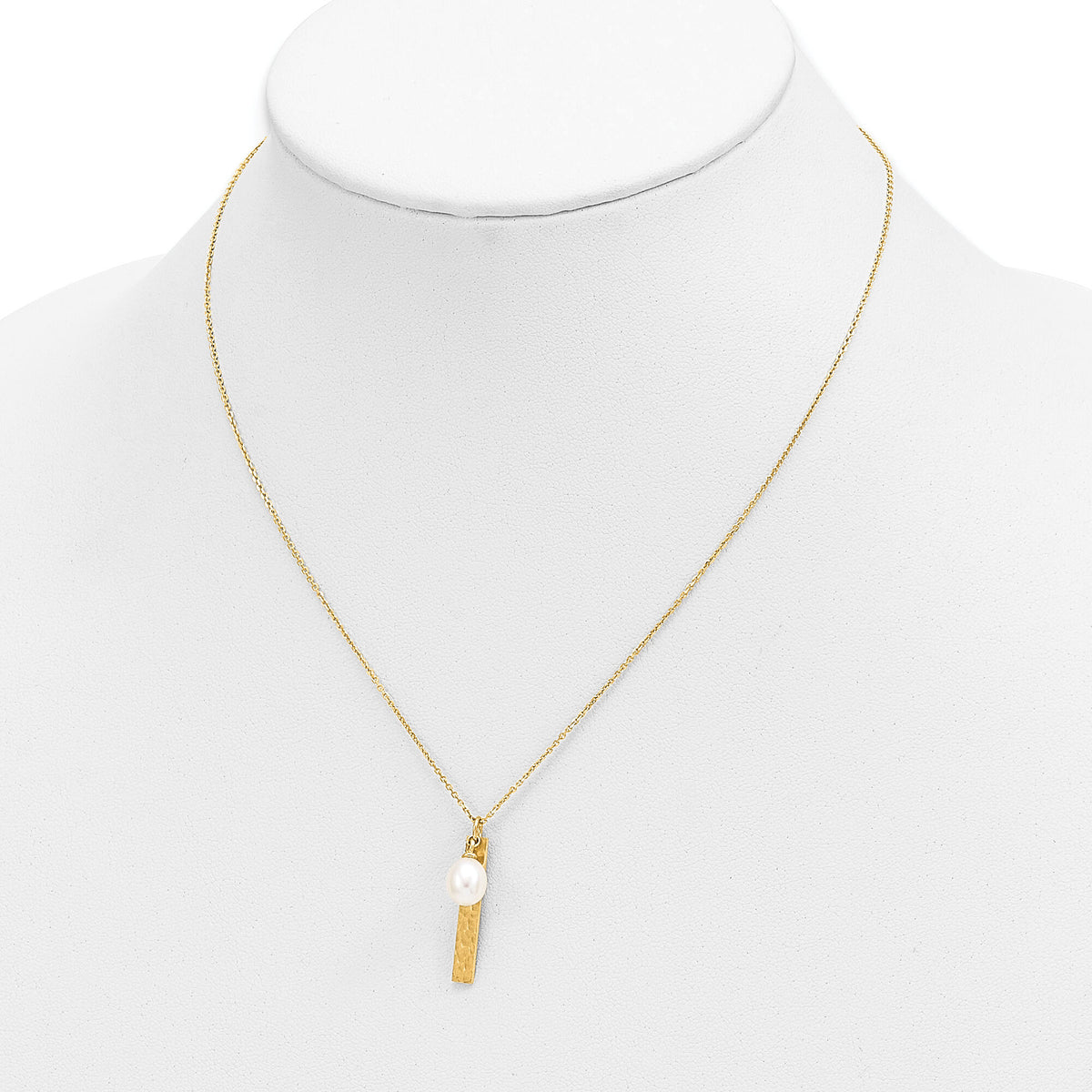 14K 6-7mm Rice White FWC Pearl Brushed Necklace-XF771-17