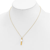 14K 6-7mm Rice White FWC Pearl Brushed Necklace-XF771-17