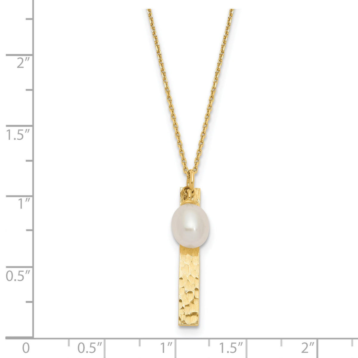 14K 6-7mm Rice White FWC Pearl Brushed Necklace-XF771-17