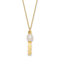 14K 6-7mm Rice White FWC Pearl Brushed Necklace-XF771-17