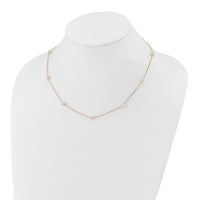 14K 5-6mm Near-Round White FWC Pearl 9-Station Necklace-XF772-18