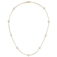 14K 5-6mm Near-Round White FWC Pearl 9-Station Necklace-XF772-18