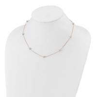 14K Rose Gold 5-6mm Near-Round White FWC Pearl 9-Station Necklace-XF772R-18