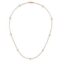 14K Rose Gold 5-6mm Near-Round White FWC Pearl 9-Station Necklace-XF772R-18