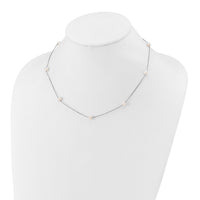 14K White Gold 5-6mm Near-Round White FWC Pearl 9-Station Necklace-XF772W-18
