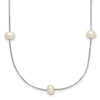 14K White Gold 5-6mm Near-Round White FWC Pearl 9-Station Necklace-XF772W-18