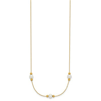 14K Polished FWC Pearl and Bead 3 Station 16in w/2 in ext. Necklace-XF773-16