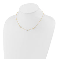 14K Polished FWC Pearl and Bead 3 Station 16in w/2 in ext. Necklace-XF773-16