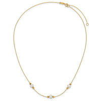14K Polished FWC Pearl and Bead 3 Station 16in w/2 in ext. Necklace-XF773-16
