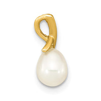14K 5-6mm White Teardrop Freshwater Cultured Pearl Pendant-XF776