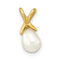14K 5-6mm White Teardrop Freshwater Cultured Pearl Pendant-XF776