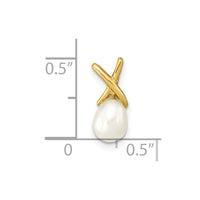 14K 5-6mm White Teardrop Freshwater Cultured Pearl Pendant-XF776