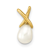 14K 5-6mm White Teardrop Freshwater Cultured Pearl Pendant-XF776