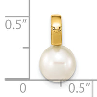 14K 7-8mm White Round Freshwater Cultured Pearl Hinged Bail Charm-XF777