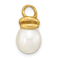 14K 9-10mm White Rice Freshwater Cultured Pearl Pendant-XF778