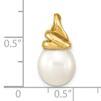 14K 9-10mm White Rice Freshwater Cultured Pearl Pendant-XF778