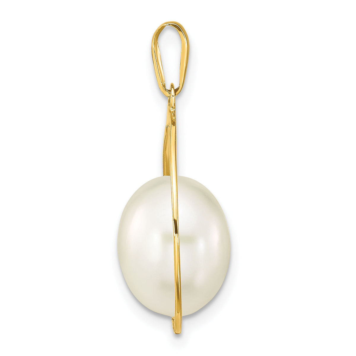 14K 9-10mm Rice White Freshwater Cultured Pearl Pendant-XF781