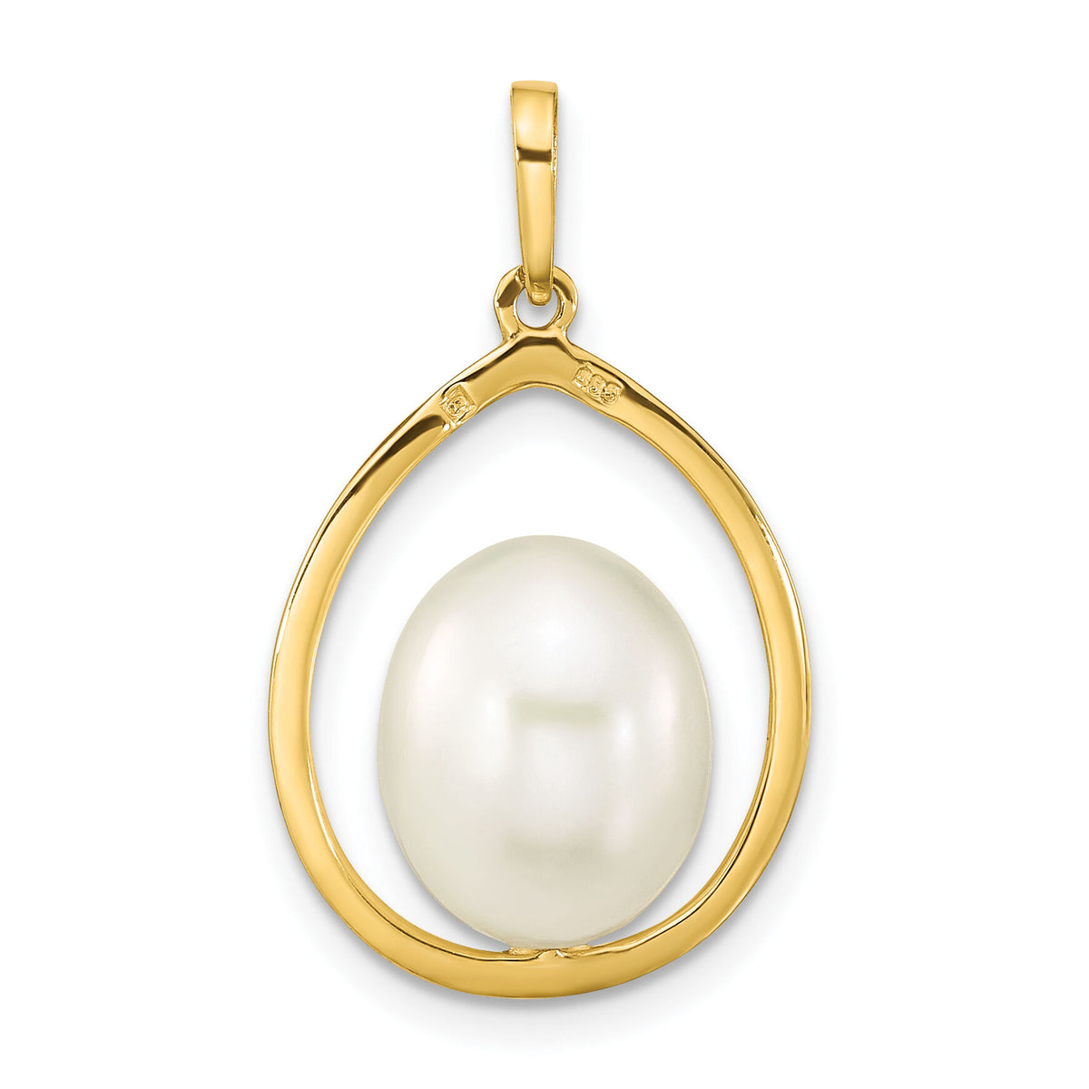 14K 9-10mm Rice White Freshwater Cultured Pearl Pendant-XF781