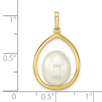 14K 9-10mm Rice White Freshwater Cultured Pearl Pendant-XF781