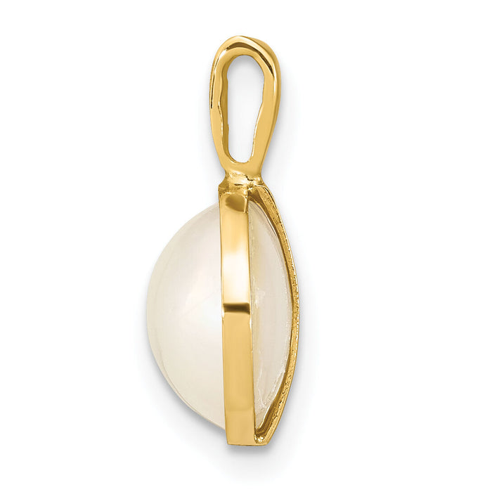 14K 9-10mm White Saltwater Mabe Pearl Pendant-XF786